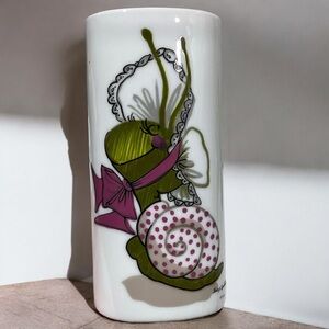 Vintage Suzy's Zoo Whimsical Snail Glazed Ceramic Bud Vase Enesco 1976
